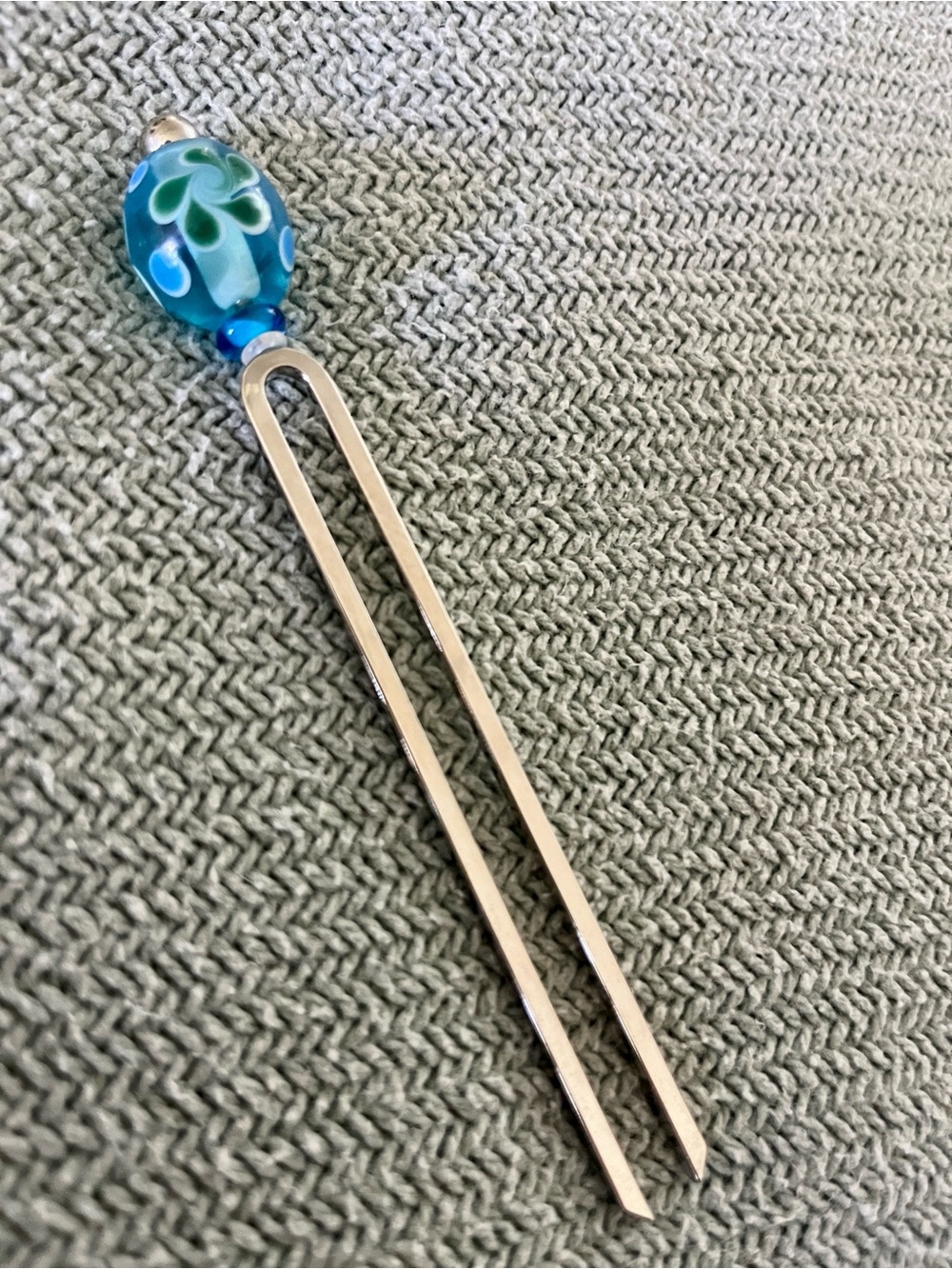 Handmade Japanese Kanzashi Glass Bead Hair Pin - Purchased in Aomori, Japan